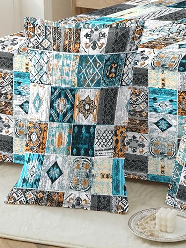 Image of RD TREND Premium Soft Cloud Cotton Bedsheet for Double Bed | Size-90x90 Inches Queen Bedsheets with 2 Matching Pillow Covers (18x28 Inch) Multi Blue