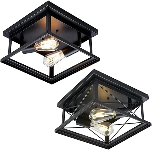 Hamilyeah Lámpara de techo negra empotrada para dormitorio, luces de cocina de granja, lámparas de techo cerca del techo al aire libre para porche,