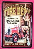 Blechschild 20x30 Fire Dept Department Sexy Pin up Girl Feuerwehr Auto Oldtimer Bar Metall Schild