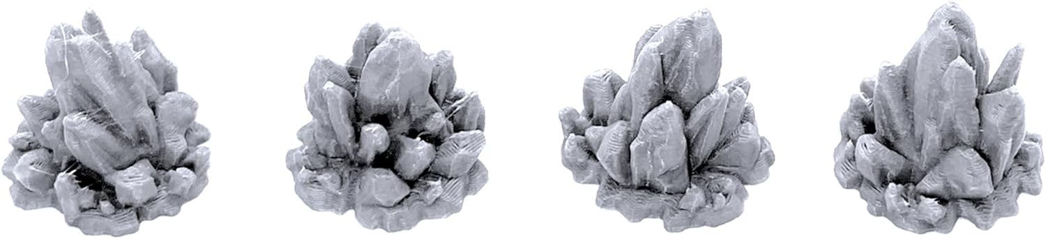Rocks with Crystal Clusters - DND Terrain Compatible with Dungeons and Dragons, 28mm Miniature Wargaming, Tabletop RPGs, Wargame Scenery
