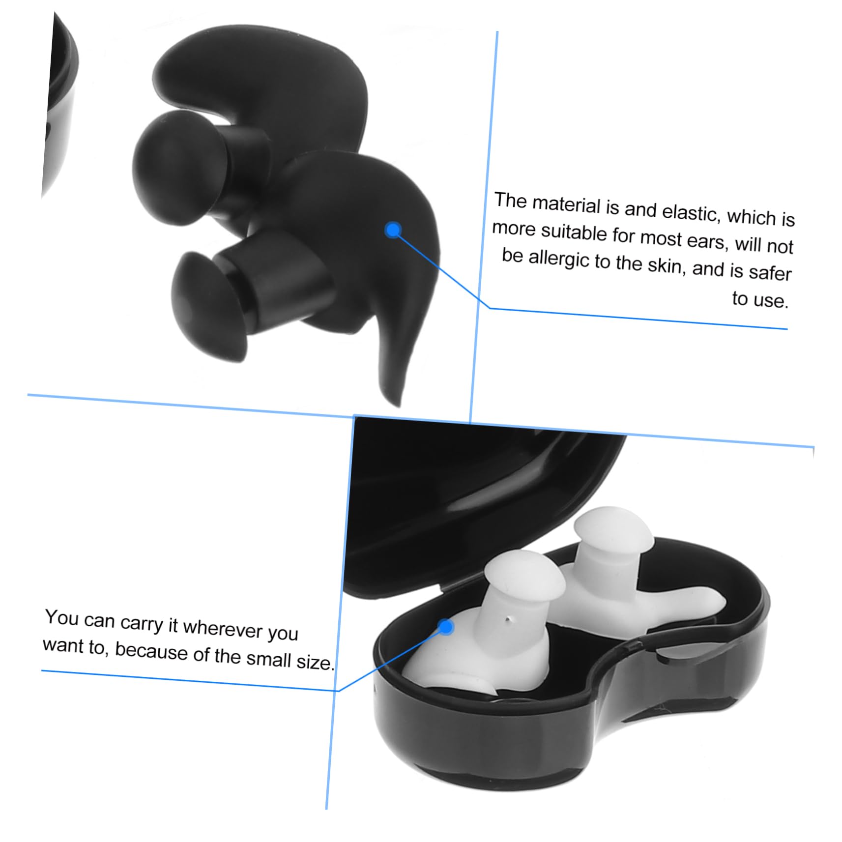 BCOATH 3 Pairs Waterproof Swimming Earplugs for Adults Small Ear Plugs for Water Sports Shower Canoeing