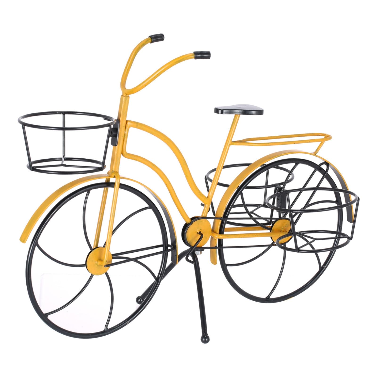 Porte-Plante En Forme Vélo Rétro Support Pot Fleurs En Forme Vélo sur Pied Support à Fleurs pour Salon , Jaune