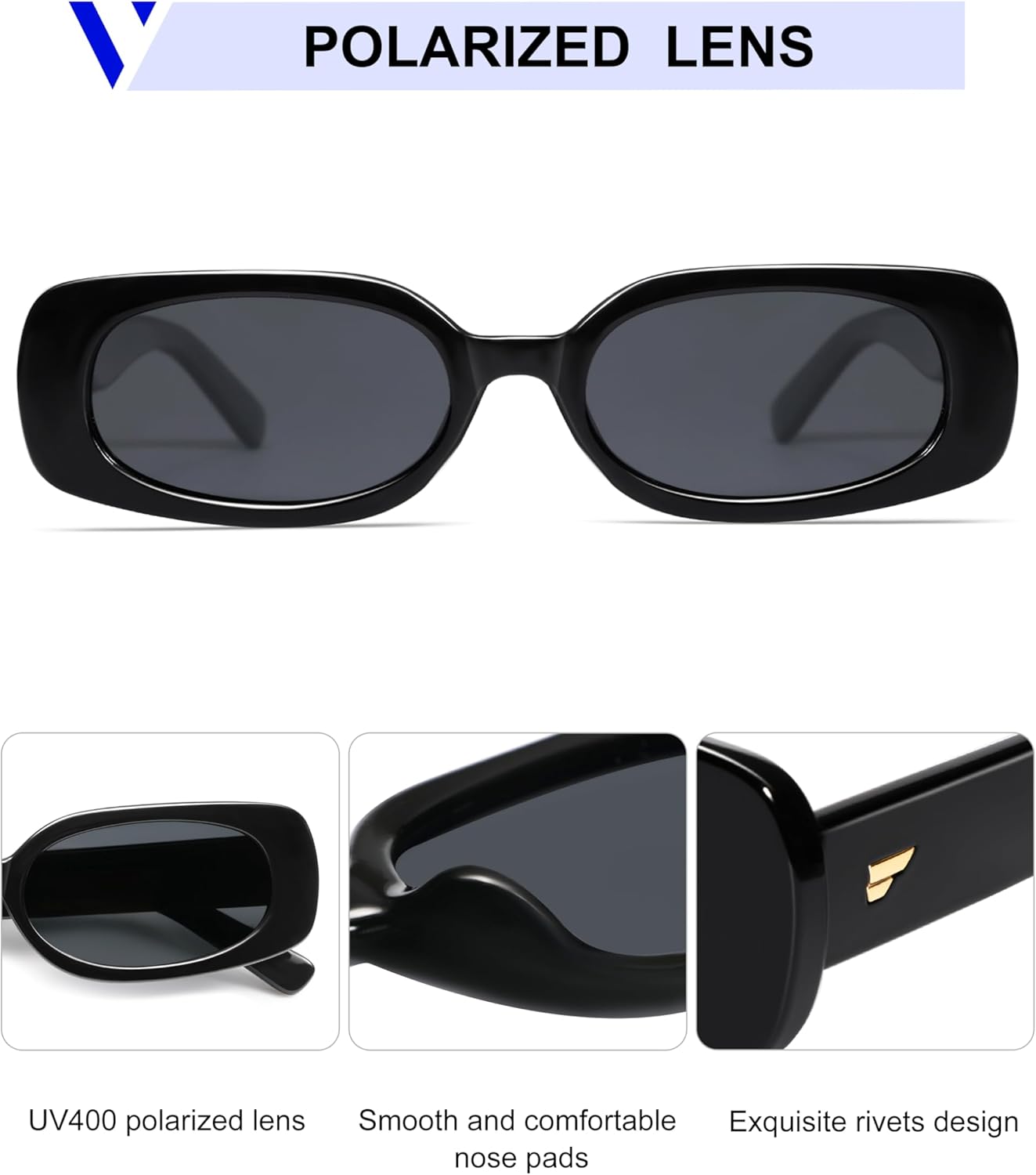 VANLINKER Retro Rectangle Polarized Sunglasses for Women Trendy Small 90s Style Vintage Narrow Rectangular Frame VL9848 - Image 4