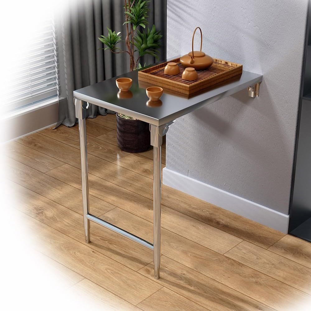 Table Murale Pliable Table À Rabat en Acier Inoxydable