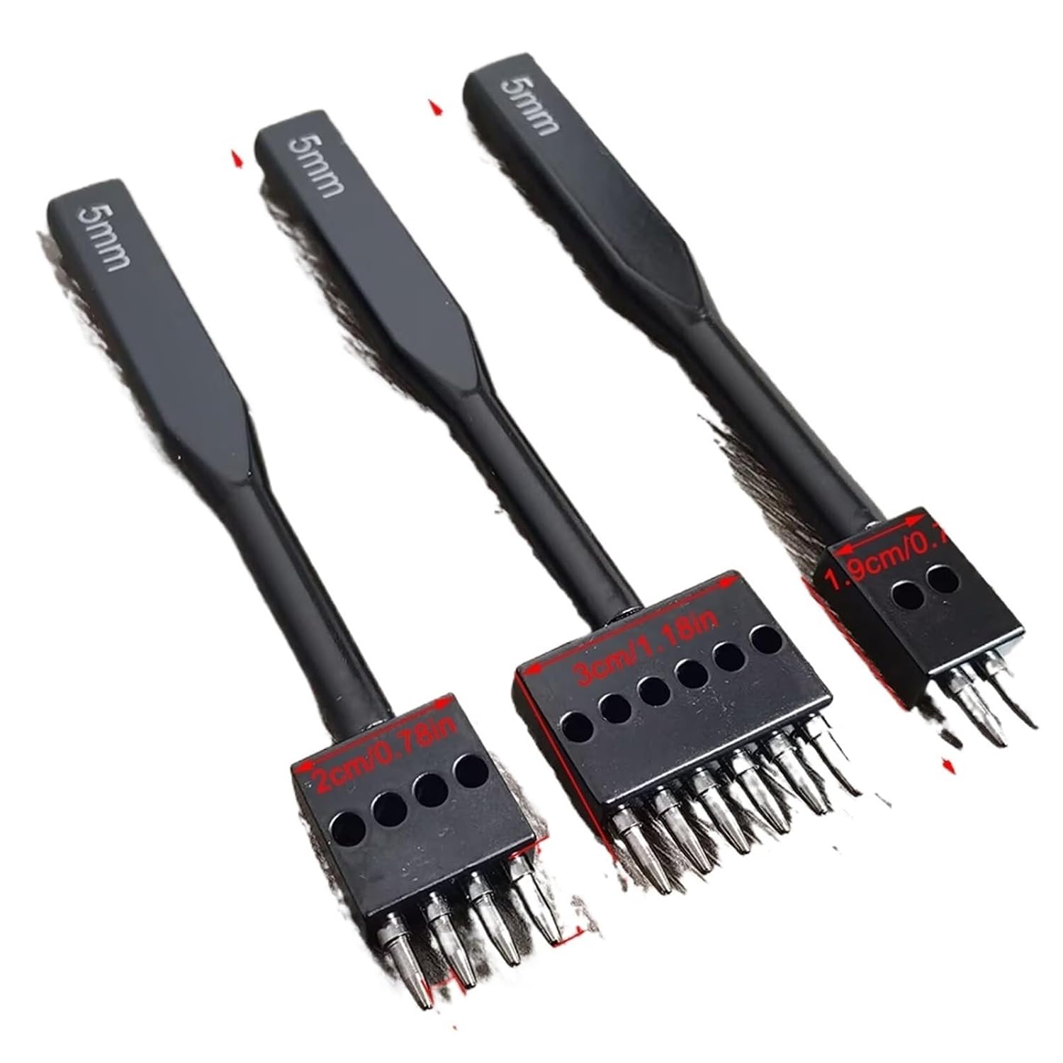 3Pc Leather Round Hollow Stitching Hole Punch Cutter Tool Hole spacing 6mm 5mm 4mm for DIY Belts Canvas Paper & Plastics(4mm Hole spacing)