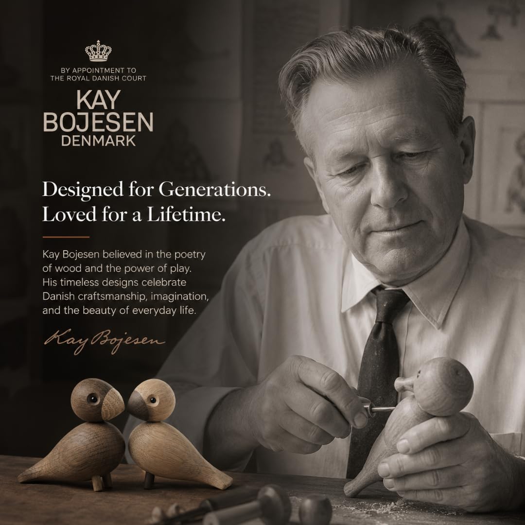 Kay Bojesen Unzertrennliche 1 Paar Figuren 9 cm Singvögel Dekoration, Holz