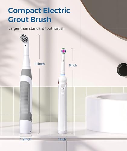 Miniatura 6 de kHelfer Cepillo de limpieza eléctrico, limpiador de batería, cepillo eléctrico para lechada y 5 cepillos de repuesto, limpiador ligero e impermeable