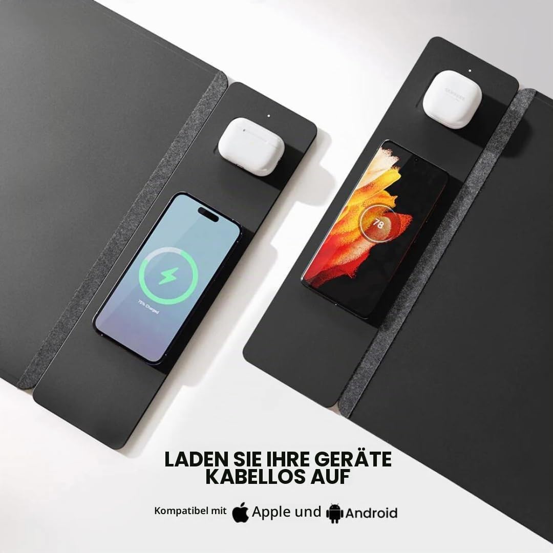 Premium Ladepad Schreibtischunterlage magnetisch laden büroausstattung büro zubehör gaming ladegerät telefon kabellos ladegerät airpod wireless charger papier storage