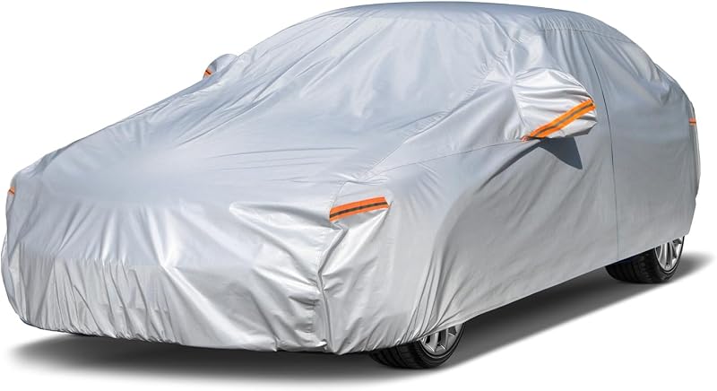 Kayme Sedan Car Cover See Vehicle Size Chart for Accurate Fit, Size A3 | Waterproof All Weather Heavy Duty. Civic Corolla Jetta Elantra etc. Protects Against Sun, Rain, Snow, Dust. Soft Cotton