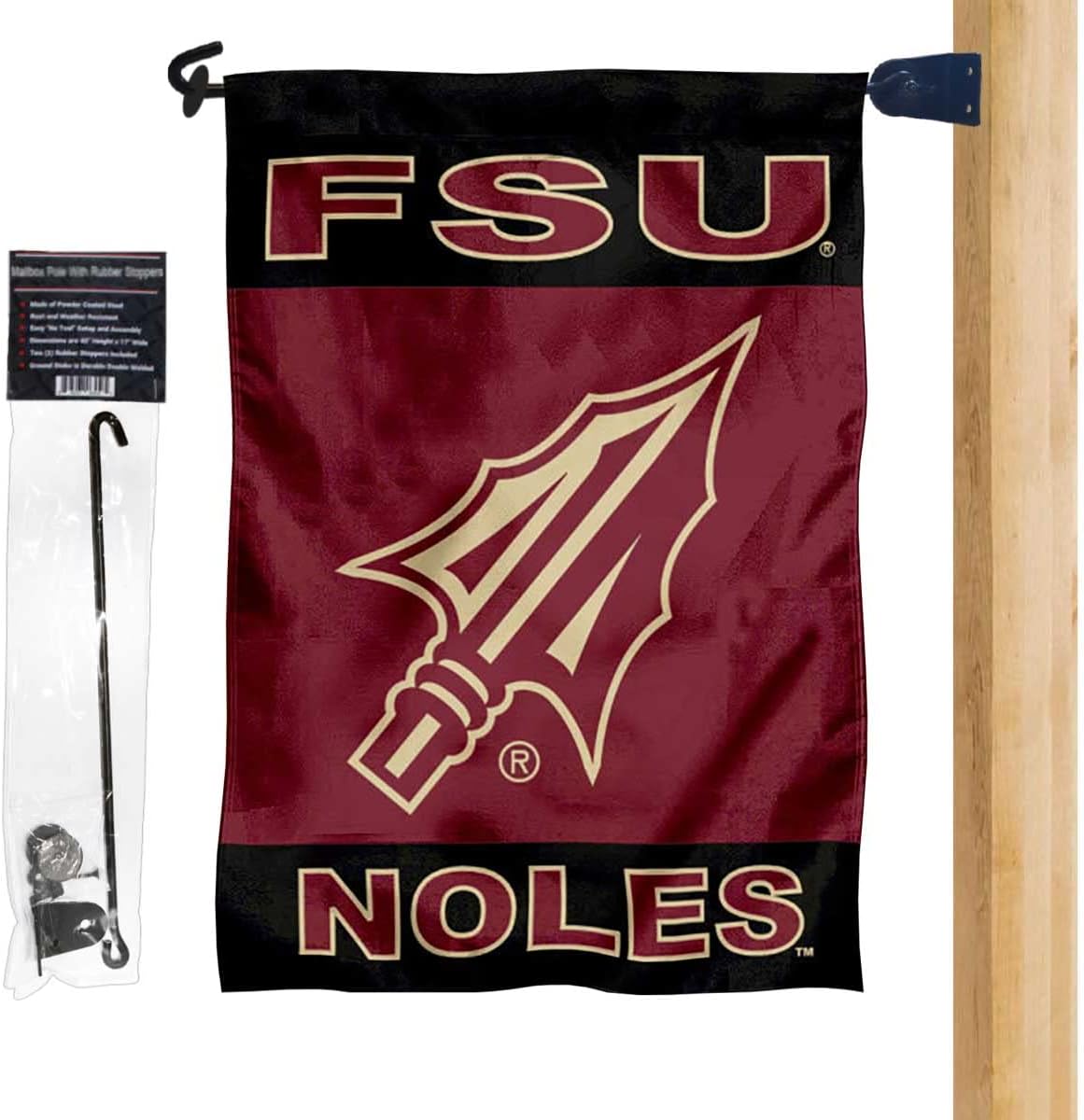 College Flags & Banners Co. Florida State Seminoles Spear Garden Flag and Mailbox Post Pole Mount Holder Set
