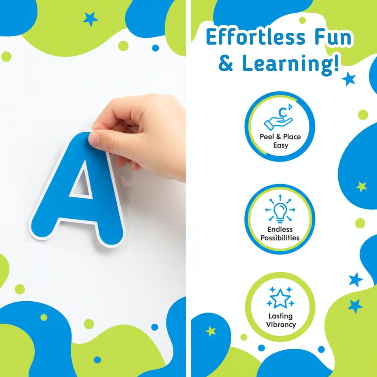 Fun Express - 4" Removable Adhesive Letters - Blue - Educational - Classroom Decorations - Bulletin Board Decor - 78 Pieces