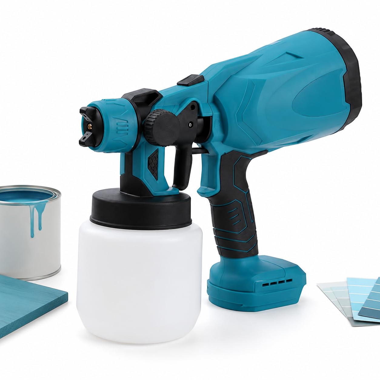 Pistola de Pintar Inalámbrica, 800ml, Boquillas de Cobre de 1,8mm y 2,0mm