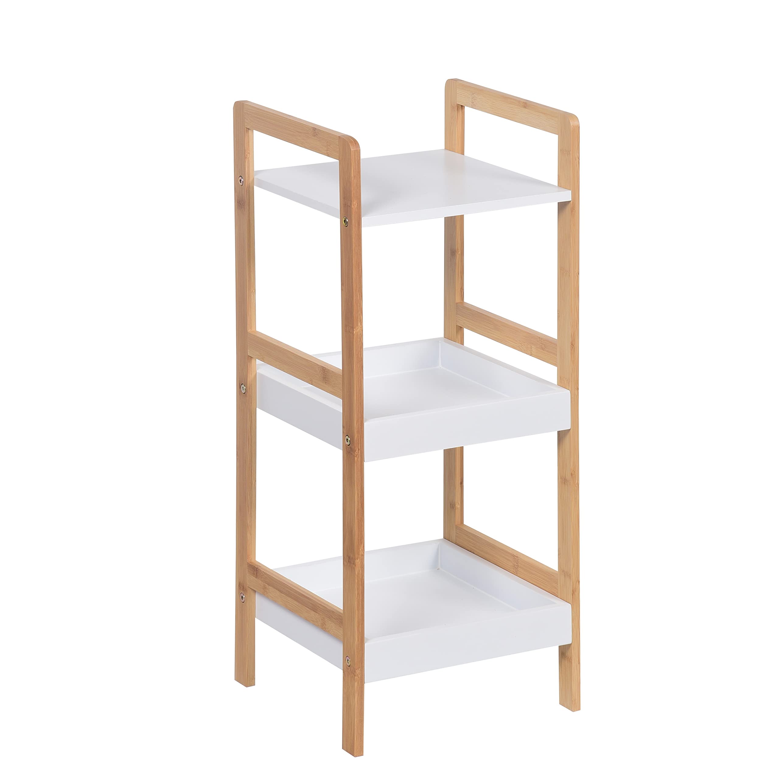 ASPECT Kassi White & Bamboo Freestanding Storage Units For Bathroom/Kitchen/Living Room (29.5x29x72(H) cm)