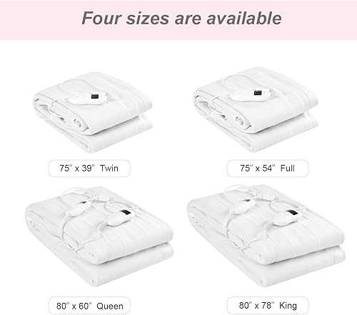 Miniatura 3 de COSTWAY Protector de colchón térmico con seguridad con 8 regulaciones de temperatura, función de temporizador de 4 modos, manta eléctrica lavable y