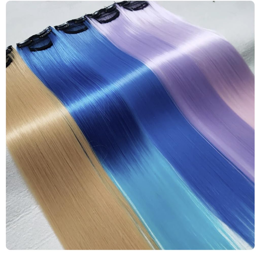 Clip-In Hair Extension Highlights Streaks, Colourful Hair Highlights (2 Clips Lavender x 1) - Image 4