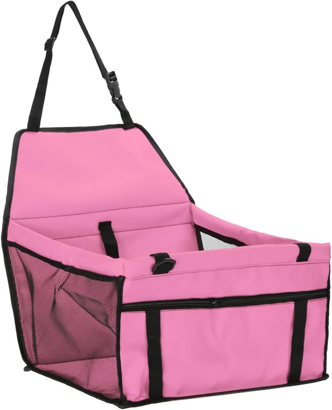 Pet Car Seat Breathable Cat and Dog Travel Bag Basket Pet Sling Hanging Bag Small Dog Cat (Pink 45 X 35 X 25cm)