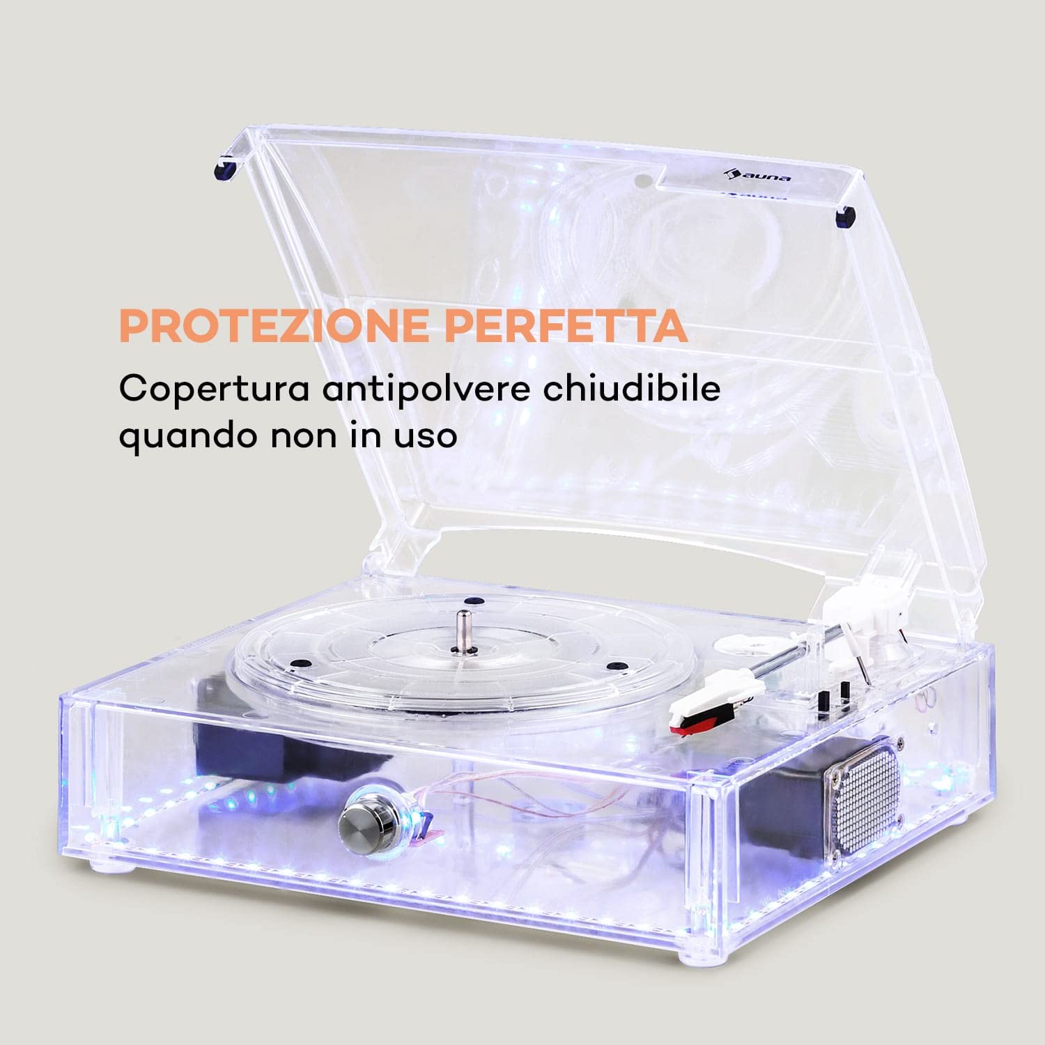 Auna ClearTech - Giradischi, giradischi per vinili con altoparlante stereo, 33/45/78 giri, giradischi Bluetooth