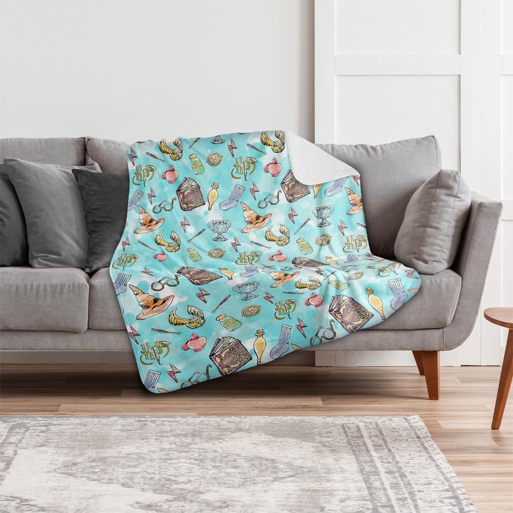 Harry Potter Blanket, 50"x60", Water Color Pattern Silky Touch Sherpa Back Super Soft Throw Blanket - Image 6