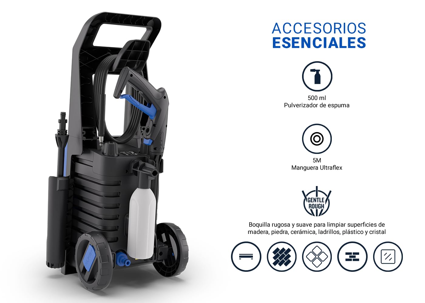 Nilfisk Classic 120 Bares - Hidrolimpiadora de Alta Presión Fácil de Usar - Limpiadora de Patios, Coches y Exteriores (1600 W)