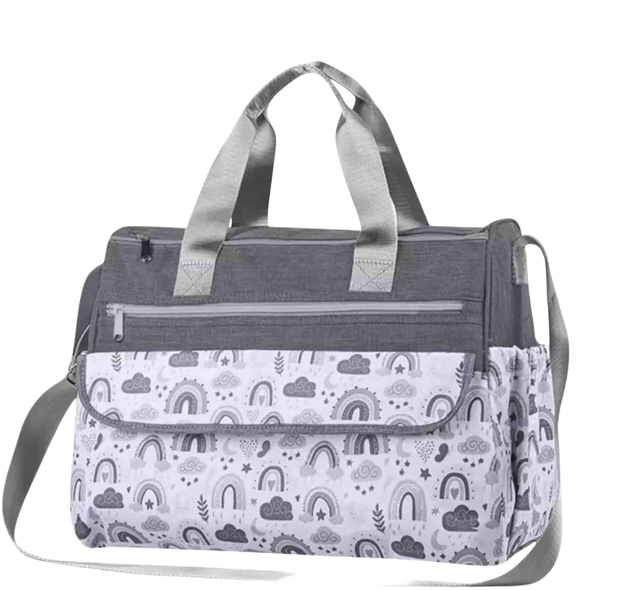 Ramyaa interprises Baby Diaper Bag | Kids Travel Bag | Grey & White | Large Storage, Multiple Pockets, Insulated Bottle Compartments