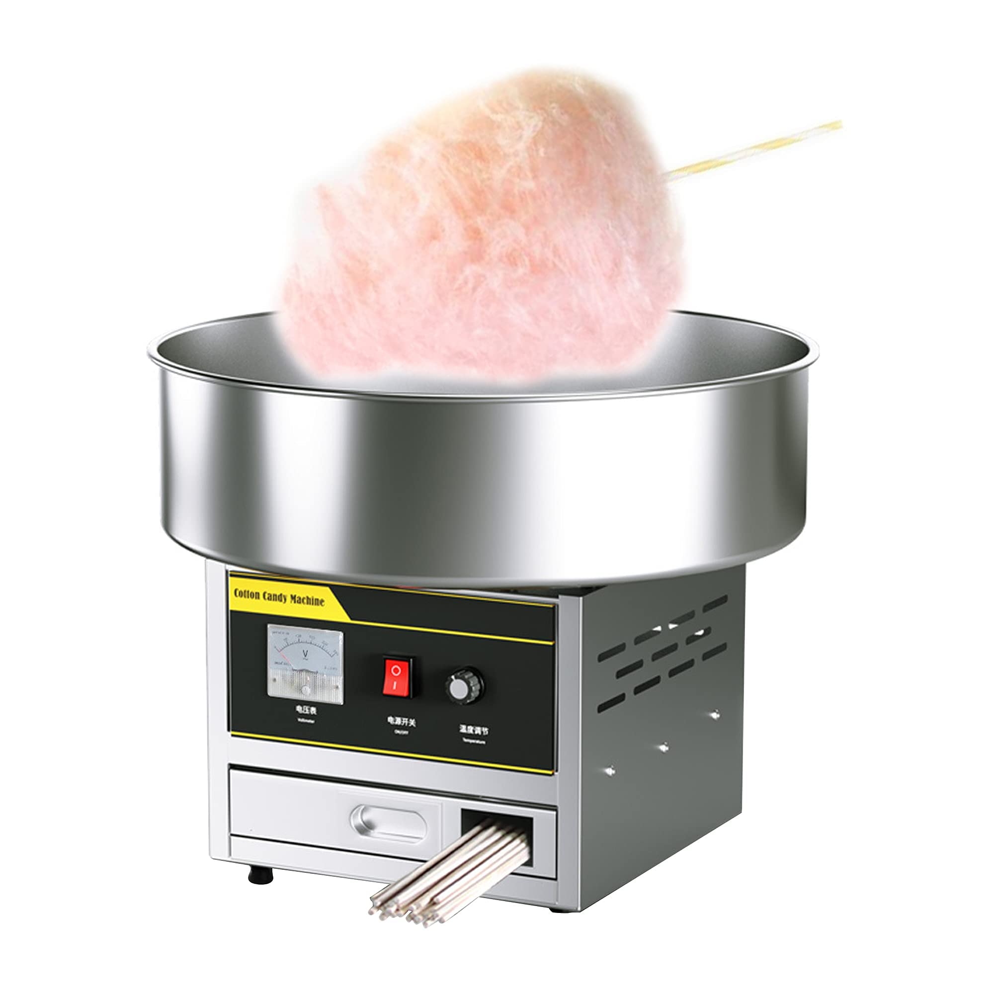 Máquina de algodón de azúcar – 1200 W profesional para hacer hilo dental de caramelo para girar rápidamente, ideal para fiestas de cumpleaños y eventos