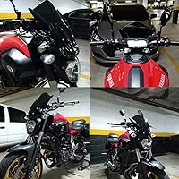 Vista 4 de GLoyer Motorcycle Windshield Compatible with MT07 Motorcycle Windshield Windscreen Wind Screen Deflector with Mounting Bracket Compatible with MT-07