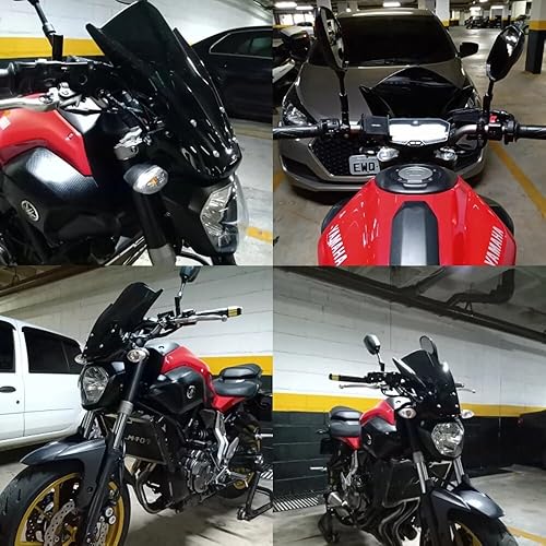 Vista 4 de GLoyer Motorcycle Windshield Compatible with MT07 Motorcycle Windshield Windscreen Wind Screen Deflector with Mounting Bracket Compatible with MT-07