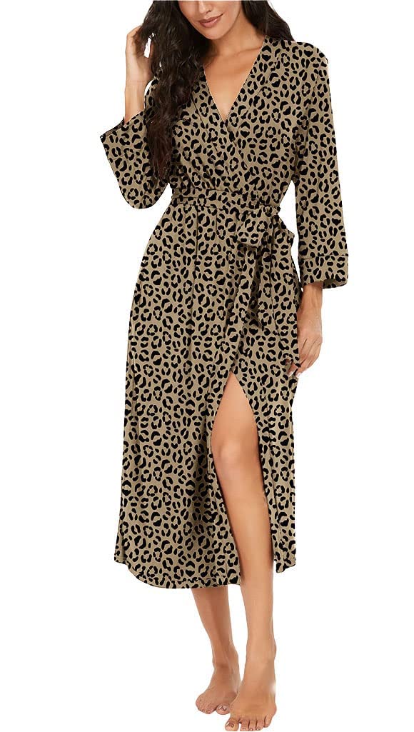 PrinStory Women Long/Short Bathrobe Knit Kimono Robes Soft Womens Dressing Gowns Casual Ladies Loungewear — view 49
