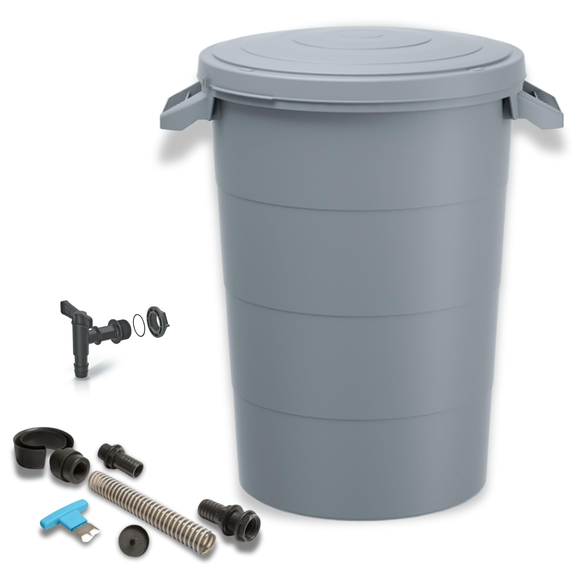 Zwarte houtlook regenton 240 liter met koperen band