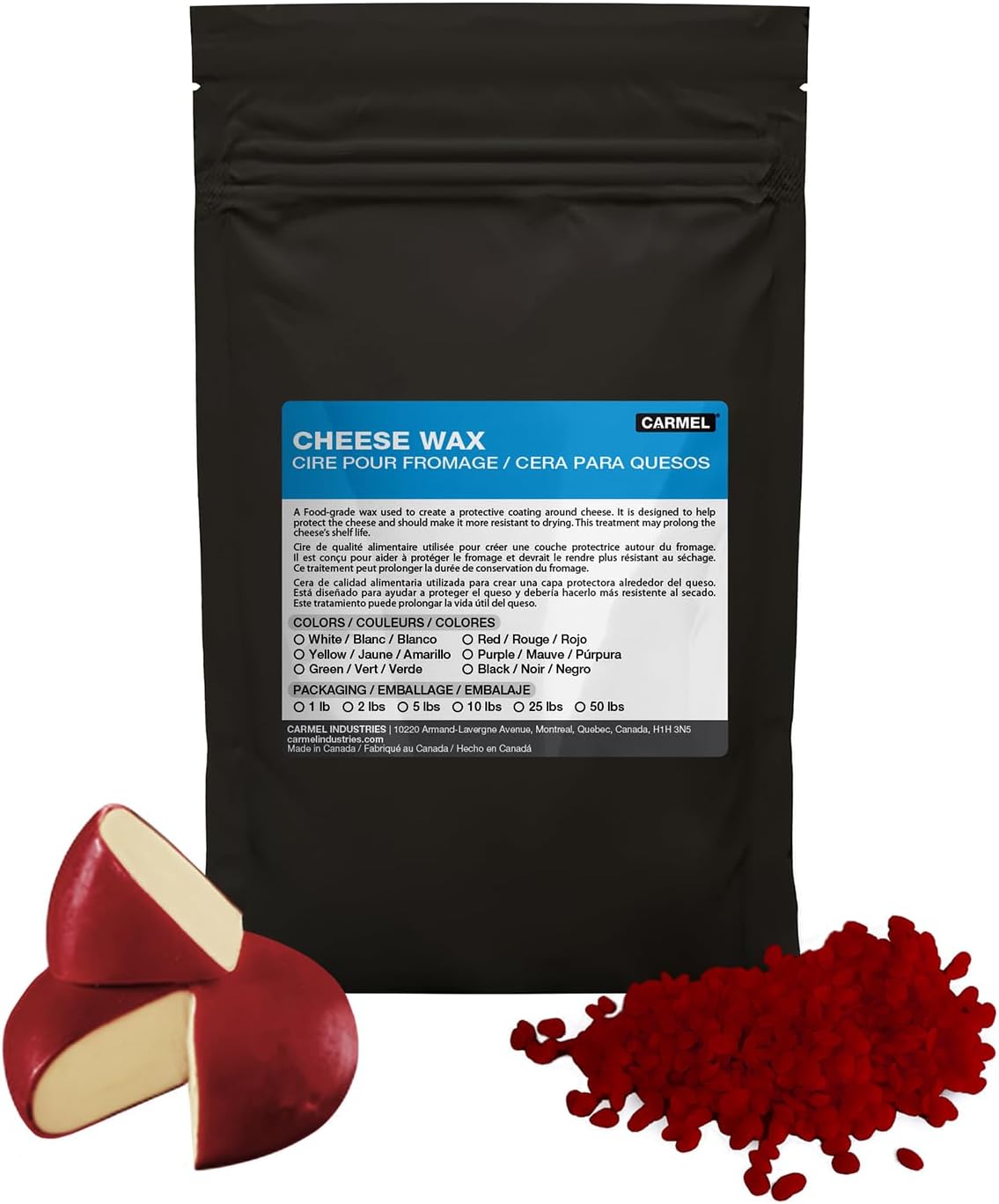 Carmel Cheese Wax, Red (5 lb), Food-Grade Wax to Protect Cheese
