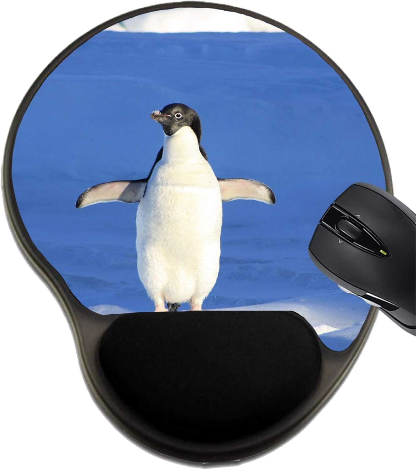 MSD Mousepad Wrist Rest Protected Mouse Pads/Mat with Wrist Support, Design for Penguin Antarctica Polar Winter Cold Snow Climate Nature Ice White Wildlife