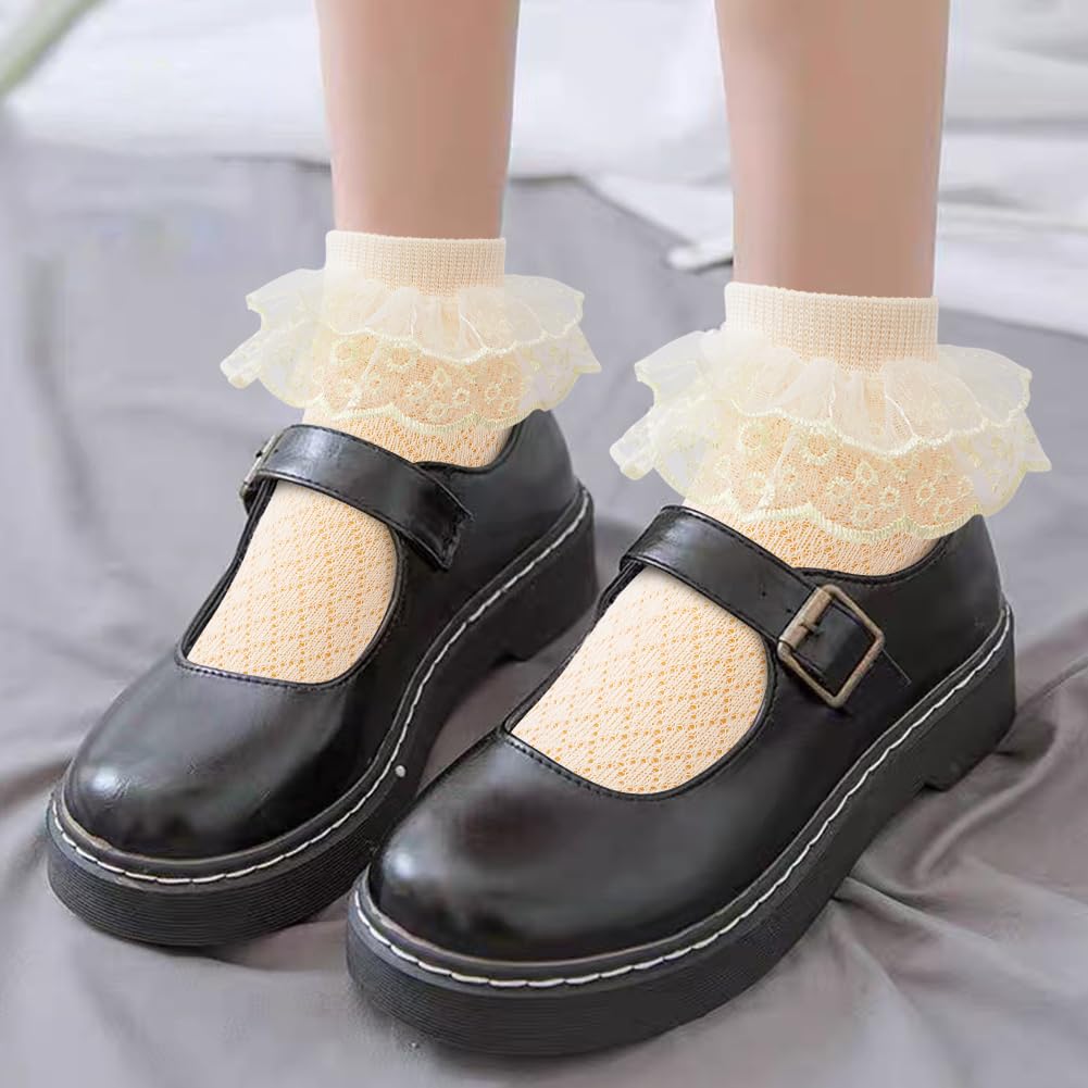 5 Paar Kleinkind Baby Mädchen Rüschen Spitze Socken Ösen Mesh Baumwolle Rüschen Knöchel Weiches Kleid Kinder Prinzessin Socken 2-13T