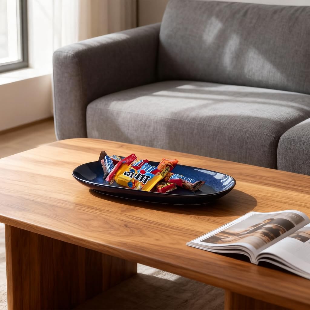 Blue Ceramic Decorative Bowls, Entryway Table Blue Decor Pottery Decorative Bowl, Key Bowl , Candy Bowl, Salad Dish, Small Trinket Dish for Bedroom, Centerpiece, Bedside Table, Living Room Decor