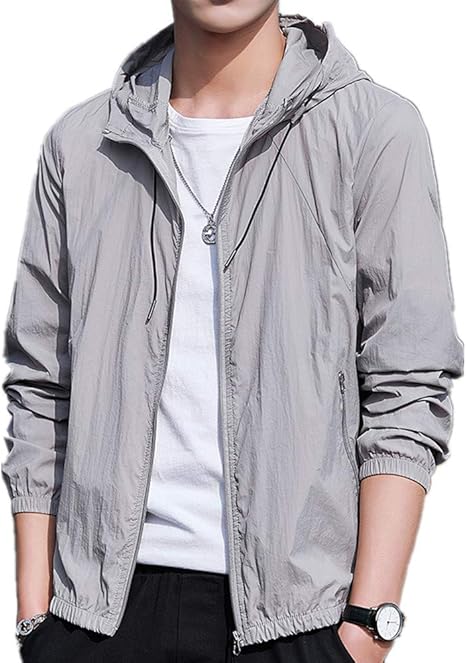 Caxndycing Sommerjacke Für Herren - Leichte Sonnenschutzjacke Aus Eisseide Mit Metalliceffekt