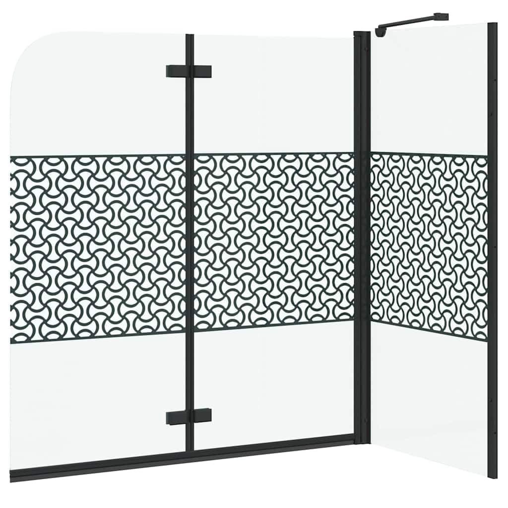 Geometryczna kabina prysznicowa, czarna, 120 x 67 x 129 cm, 4 mm szkło hartowane, aluminiowa rama, składane, obrotowe drzwi prysznicowe do wanny, ochrona przed pryskaniem