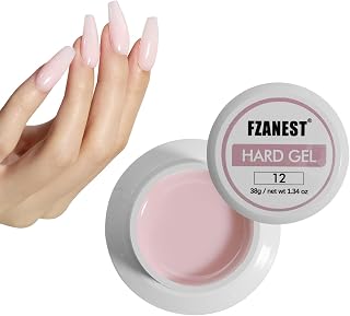 FZANEST 38g Hema-Free Hard Builder Gel, Low Heat Natural Pale Pink Color Sculpting Gel for Nail Strengthening Extension Overlays Soak Off Uv Led Lamp Cure