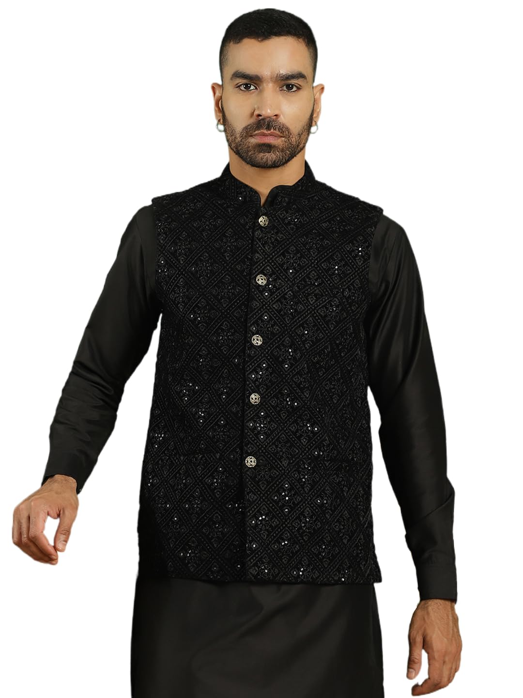 jompers Mens Sequins Velvet Nehru Jacket-picture-45