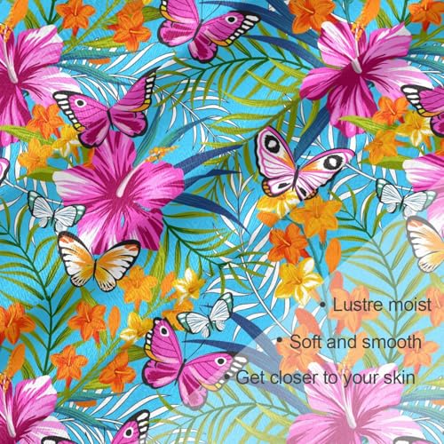 susiyo 35" Square Silk Scarf Exotic Flowers Butterflies Silk Like Head Scarf Lightweight Bandana Sleeping Hair Wrapping for Women3