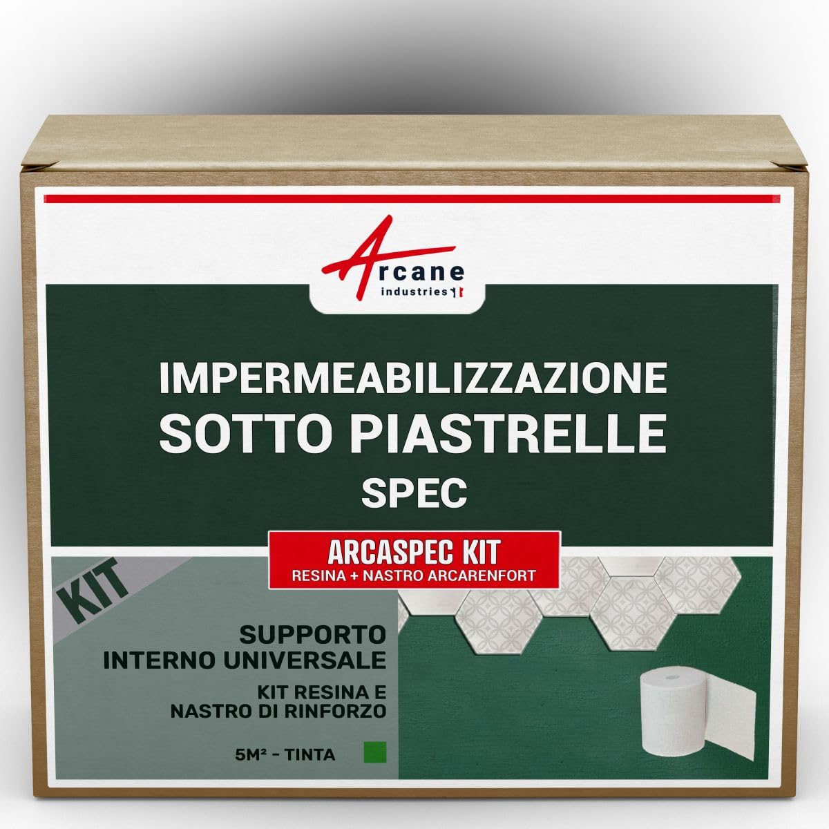 Guaina impermeabilizzante per doccia a pavimento, applicazione sotto le piastrelle - Kit SPEC ARCASPEC con NASTRO ARCABAND - 5 m² - ARCANE INDUSTRIES