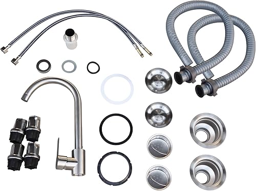 Miniatura 8 de DuyviSteil - Fregadero multifunción de acero inoxidable para cocina comercial y al aire libre, fregadero doble o uso en restaurante (40 x 24 x 32