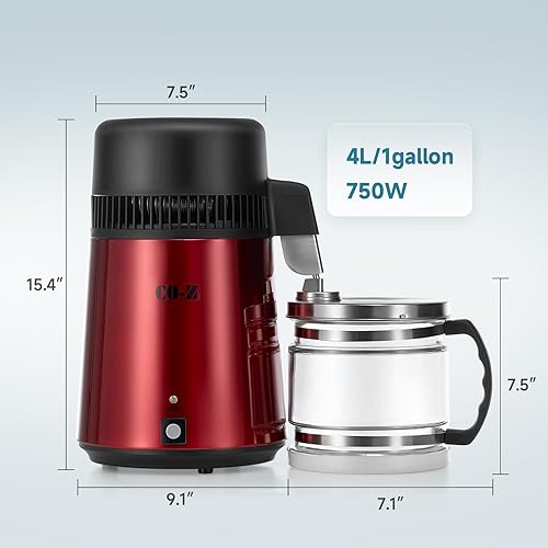 Miniatura 8 de CO-Z Destilador de agua destilación de acero inoxidable máquina de agua pura para mesa de encimera del hogar máquina de fabricación de agua