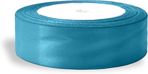 Miniatura 3 de Cinta de 1 pulgada de color turquesa oscuro para manualidades, cinta de regalo, rollo de cinta sólida de satén de 1 pulgada x 25 yardas
