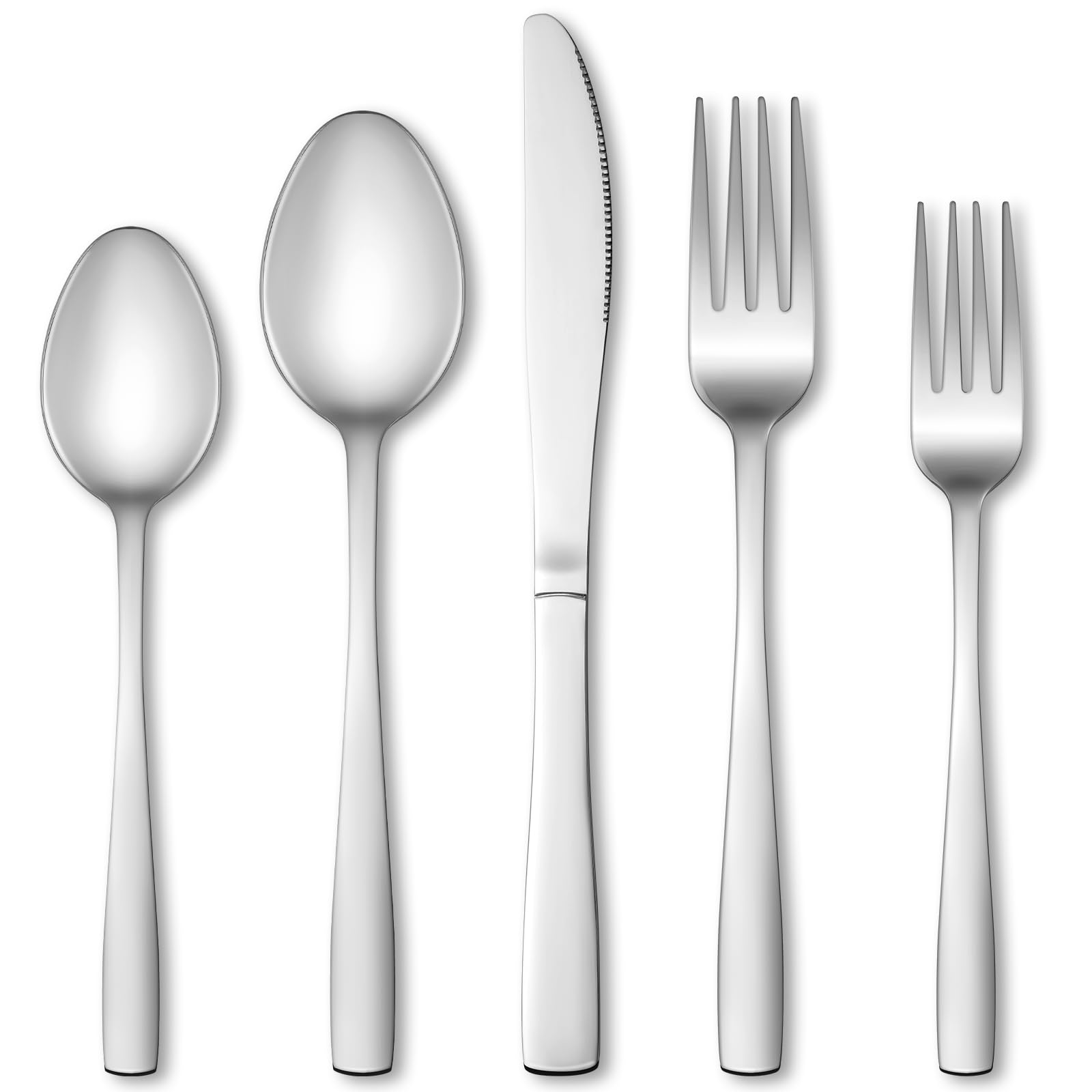 40 Pcs Silverware Set, Stainless Steel Flatware Set for 8, Food-Grade Cutlery Set, Mirror Polished Tableware Eating Utensils Set for Home Kitchen, Include Knife Fork Spoon Set, Dishwasher Safe