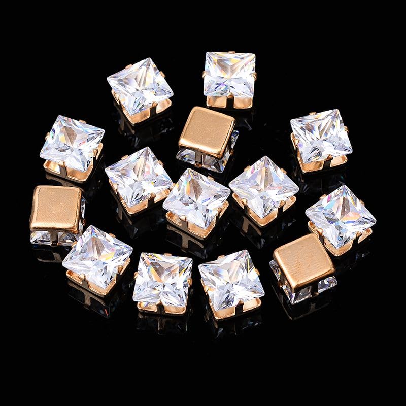 10Pcs Multi-Shape Sparkle Zirconia Flatback Claw Montee Sew On Crystal Rhinestones Nail Rhinestones Diy Shoes Wedding Dress - (Color: 5Mm Triangle)