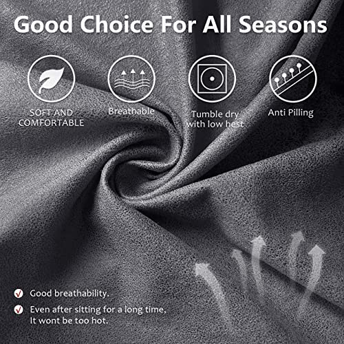 Image of ANARACHON Recliner Couch Cover Leather Look Recliner Sofa Covers for 3 Cushion Reclining Sofa Slipcovers 8-Pieces Furniture Protector Spandex Fabric Washable (3 Seater, 01 Light Grey)