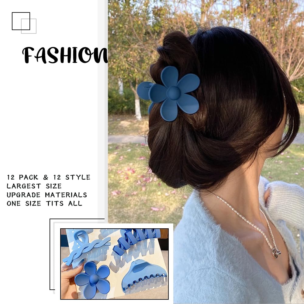 12 Piece Hair Clip Set Non-Slip Large Jaw Clips for Thick Thin Curly Hair Amazon.com : 12 Pcs Claw Clips, Multi-Shapes Hair Clips for  main image 2