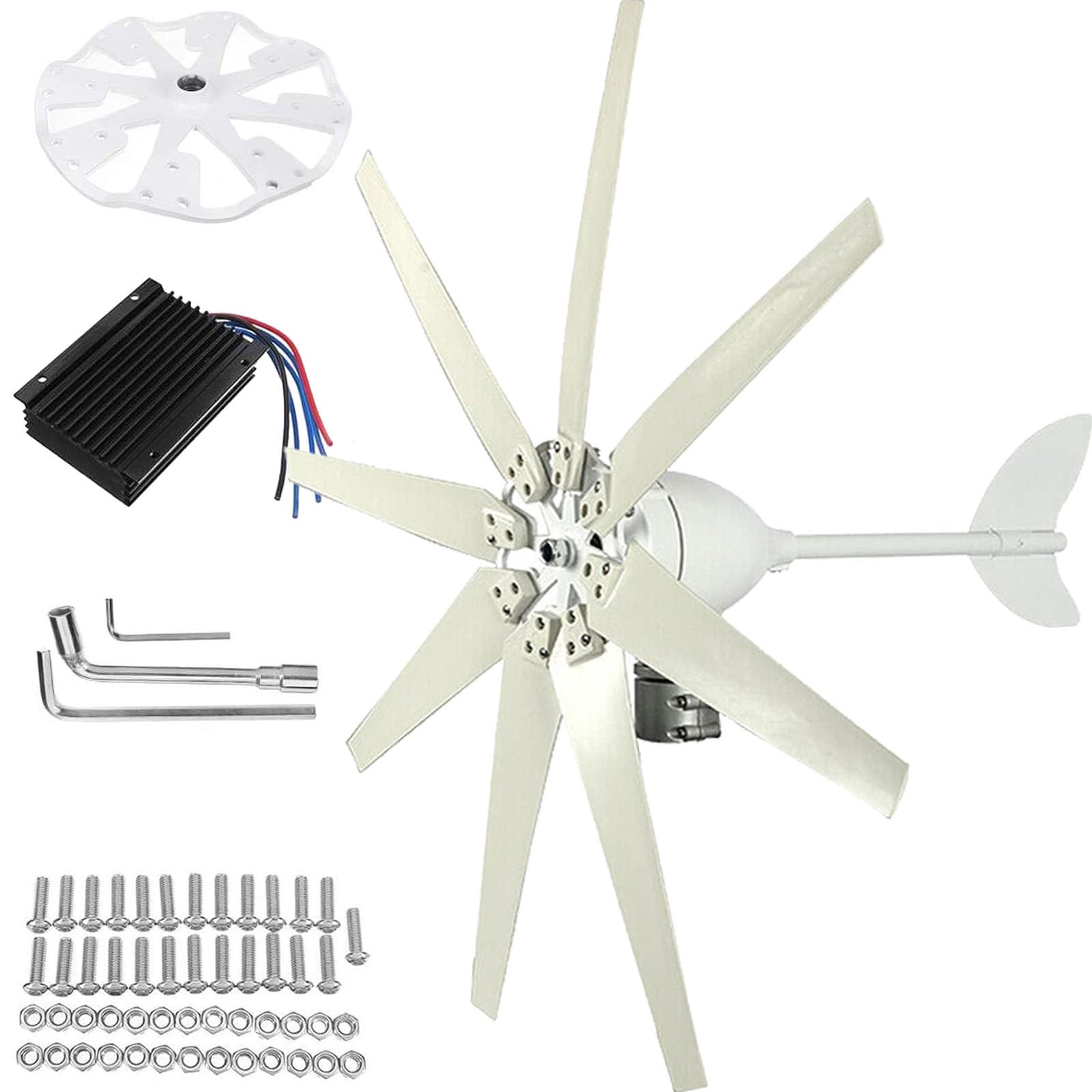 Wind Turbine 5000W DC 12V 24V 48V Wind Turbine Generator with 8 Blades Wind Turbine Kit for Homes Energy Supplementation,24V
