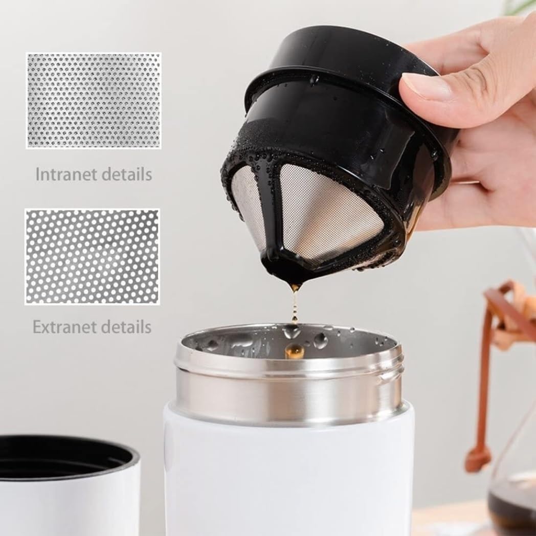 Molinillo Café Molino Cafe Molinillo De Café Manual Duradero De Acero Inoxidable Lavable con Molinillo Ajustable De Filtro Fino De Doble Capa Moledor De Cafe(Blue,Silver)