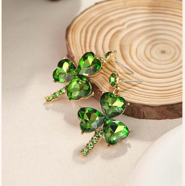 St. Patrick'S Day Earrings for Women Shamrock Green Dangle Earrings St Patricks Day Earrings Four Leaf Clover Dangle Earrings St Patricks Day Accessories Jewelry - Image 4