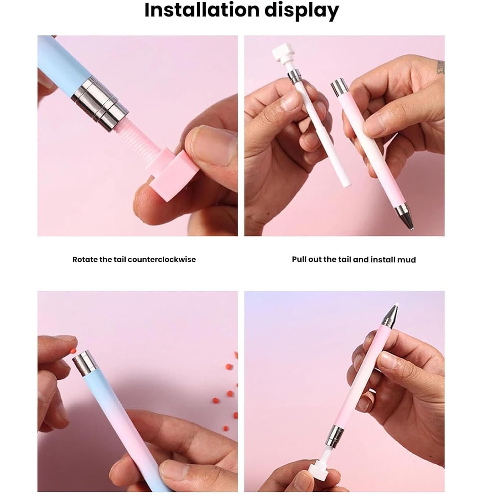 Upgrade Automatischer Nachfüllbarer Wachsstift, Wachsstift für Strasssteine Diamant Kunst Stifte Nachfüllbar für Diamond Art Nail DIY Handwerk (Dot Clay)